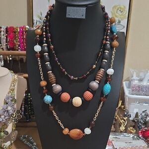 3- Multicolored Beaded Necklace Set